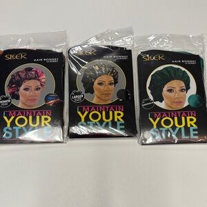 Lee Hair Bonnets Set - Black, Gold, Green